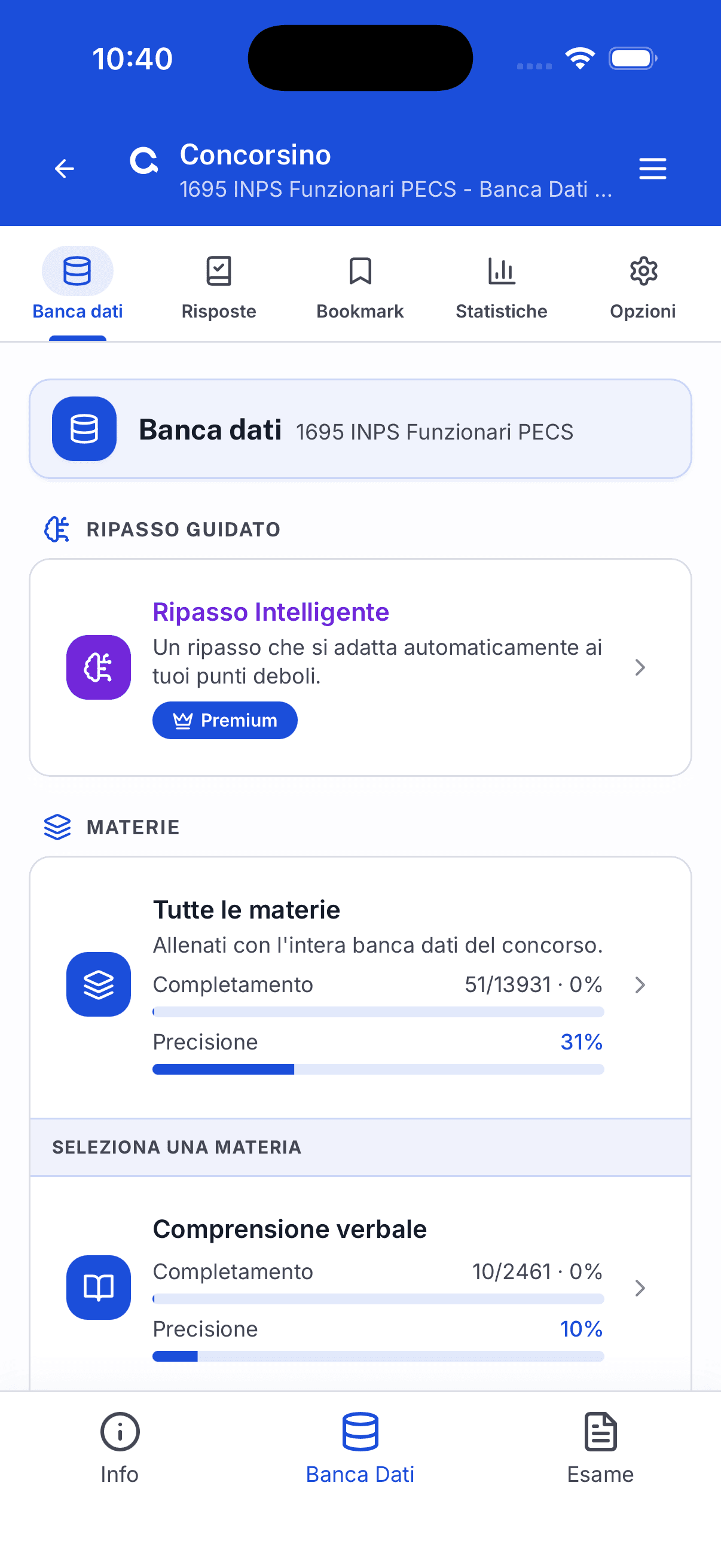 Banca dati concorsi nell'app Concorsino