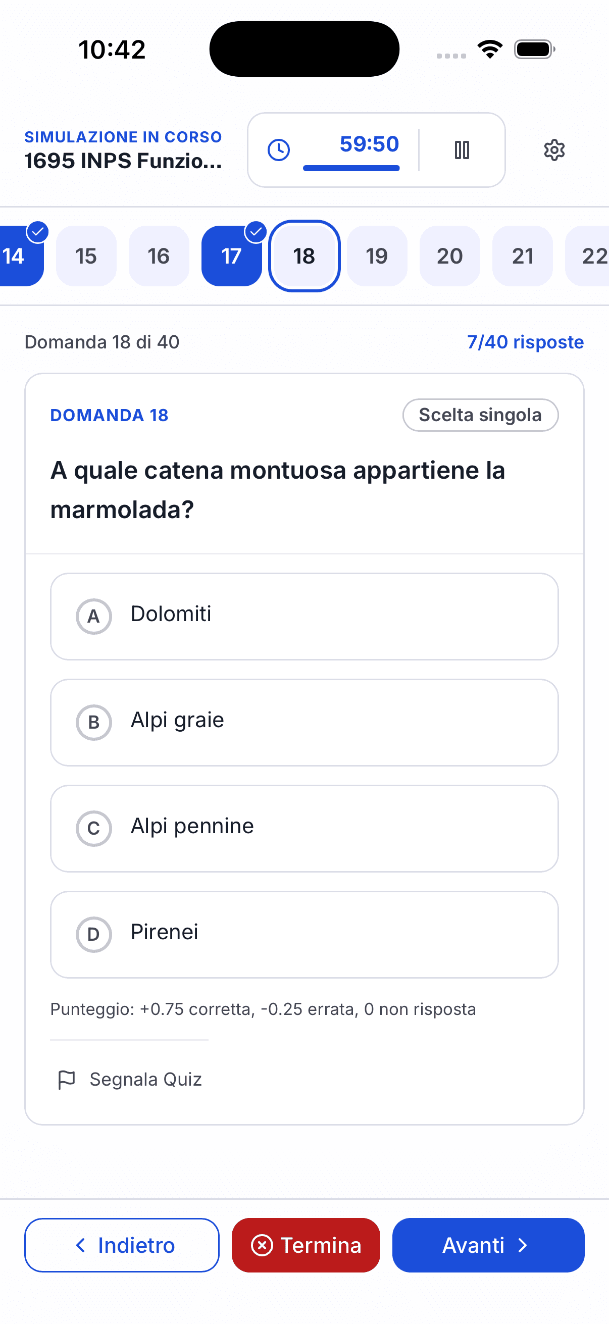 Simulatore esame concorsi pubblici con timer